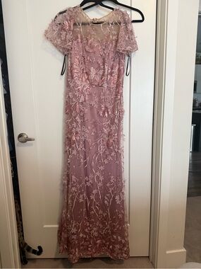 David Meister Embroidered Blush Pink Gown